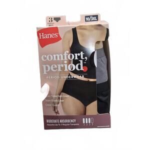 Hanes Comfort Period Women's Briefs - Moderate Absorbency Period Underwear, 3-3X